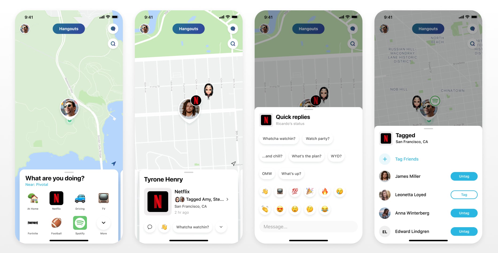 Card interaction and status design concepts